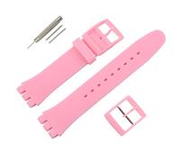 MMBAY Correa de reloj de goma hipoalergénica de repuesto de silicona impermeable para reloj Swatch Skin Seris para hombres y mujeres (19 mm, rosa)