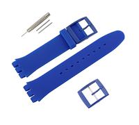 MMBAY Correa de reloj de goma hipoalergénica de repuesto de silicona impermeable para reloj Swatch Skin Seris para hombres y mujeres (17 mm, azul)