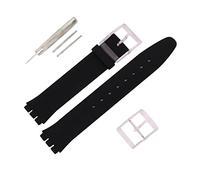 MMBAY Correa de reloj de silicona de goma ultrafina de alta calidad, resistente al agua, apta para reloj Swatch Skin Seris para hombres y mujeres (16 mm, negro transparente)