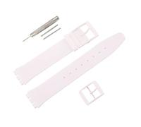 MMBAY Correa de reloj de silicona de goma ultrafina de alta calidad, resistente al agua, apta para reloj Swatch Skin Seris para hombres y mujeres (16 mm, blanco)