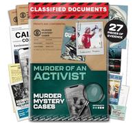 MMC Death of an Activist - Emocionantes juegos de misterio de asesinato para adultos en Sea Planet en California - 27 piezas de evidencia, juego de 150 minutos (dificultad 2.5/5) - Juego de archivos