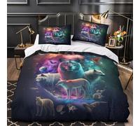 MMDASBVPE Arte de Animales Salvajes Funda de Edredón Suave Diseño 3D 3 Piezas Cierre de con Fundas de Almohada Transpirable Diseño de Criaturas fantásticas Funda Edredon for niños Single（135x200cm）