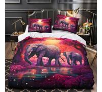 MMDASBVPE Arte de Elefantes Funda de Edredón Diseño 3D Suave 3 Piezas Cremallera Oculta con Fundas de Almohada Ilustración de Vida Salvaje fantástica Funda Edredon for Familia Single（140x200cm）