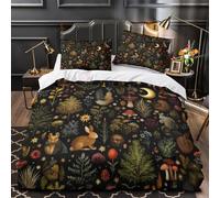 MMDASBVPE Criaturas del Bosque Funda de Edredón Juego de 3 Piezas Estampado 3D Cierre de Cremallera Oculta Incluye Fundas de Almohada Bosque caprichoso Funda Edredon for Adultos Single（135x200cm）