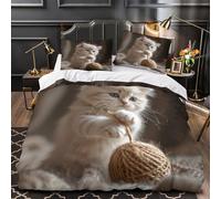 MMDASBVPE Lindos Gatitos Funda de Edredón Impresión 3D Juego de 3 Piezas Incluye Fundas de Almohada Lavables Aventura en el Cielo de fantasía Funda Edredon for Adolescentes Super King（260x220cm）