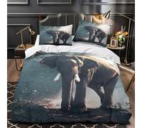 MMDASBVPE Manada de Elefantes Funda de Edredón 3 Piezas Microfibra Suave Diseño 3D Cierre de Cremallera Oculta con Fundas de Almohada Antialérgica Digital Funda Edredon for Familia King（220x240cm）