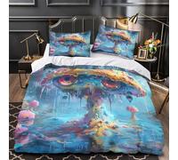 MMDASBVPE Mapa de fantasía Funda de Edredón Incluye Fundas de Almohada Juego de 3 Piezas de poliéster Impresión 3D Cremallera Oculta Suave Dibujado a Mano Funda Edredon for Ancianos Double（200x200cm）