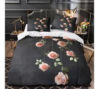 MMDASBVPE Rosas Rosadas Funda de Edredón Cierre de Juego de 3 Piezas Impresión 3D Incluye Fundas de Almohada Antialérgica Diseño Floral Vintage_1 Funda Edredon for Adolescentes Double（200x200cm）