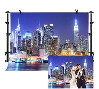 Mme 10 x 7ft telón de fondo ciudad de Nueva York Manhattan noche escena urbana Rascacielos luz de vídeo de fondo Estudio Fotográfico lume002