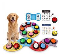 MMGGAISH 8 Botones para Perros, Botones para Mascotas, Botones para comunicación, Botones grabables, Incluye 4 Almohadillas, 50 Pegatinas, Juego de Entrenamiento para Perros