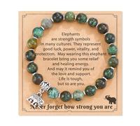MMIUAEG Pulsera de elefante, regalo para mujer, con cuentas de piedra, inspiración, aliento, elefante, pulsera de cumpleaños, día de la madre, pulsera inspiradora, M, Zinc, No es una piedra preciosa