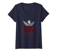 MMIW Justicia para Mujeres indígenas desaparecidas y asesinadas Camiseta Cuello V, Mujer, Azul Marino, M