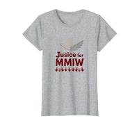 MMIW Justicia para Mujeres indígenas desaparecidas y asesinadas Camiseta, Mujer, Gris Jaspeado, XS