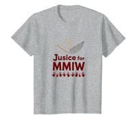 MMIW Justicia para Mujeres indígenas desaparecidas y asesinadas Camiseta, Niños, Gris Jaspeado, 8 años