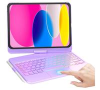 MMK Funda con teclado para iPad 10Gen/A16 11Gen(11/10.9 pulgadas, 2025/2022), 360° Touchpad Flip & 7 Colores de Retroiluminación, Funda Teclado con Soporte Pencil para iPad 10th