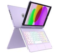 MMK Funda con teclado para iPad 9 Generación 10.2 2021, Touchpad inteligente & 360° Touchpad Flip & 7 Colores de Retroiluminación, Funda Teclado con Soporte Pencil para iPad 9th/8th/7th