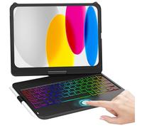MMK Teclado para iPad 10.9" 2022, 360° Touchpad Flip, 7-color LED iluminación y despertar/reposo automático