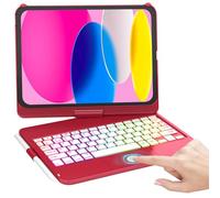 MMK Teclado para iPad de 10ª generación 2022 10.9 pulgadas, 360° Touchpad Flip e iluminación Colorido de 7 colores y despertar/reposo automático, Smart Trackpad con soporte para lápiz capacitivo para