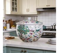 MMleYN Cubo De Arroz De Cerámica 5/10kg Con Tapa Contenedor De Alimentos Hermético Botes De Cocina De Porcelana Para Té, Café, Nueces(C,10kg)