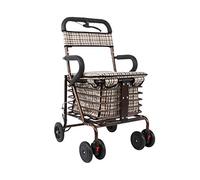 MMM@ Carro de compras para ancianos/Vehículo de recreo/Walker plegables/Andador/Equipo de rehabilitación Carro para ir de compras de cuatro ruedas para caminar Plegable Rueda doble de bronce T
