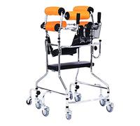 MMM@ Standing Walk Stand/Walker/Walk Aid/Stand Frame With Seat Rueda Dispositivo de rehabilitación plegable Altura ajustable Old Man Walker Lower Walker Walker Orange 8 Wheel With Seat Plate Cam