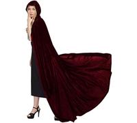 Mmnuagebleu Unisex Capa de terciopelo de Halloween para adultos con capucha disfraz de vampiro largo capas de cosplay bata-Rojo, XL (para 175-200cm)