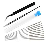 MMOBIEL 13 Piezas Kit para Limpieza de boquillas de Impresoras 3D - Agujas de Acero Inoxidable de 0,4 mm Incl 2 x Pinzas para Limpieza de filamento atascado Accesorios impresoras 3D