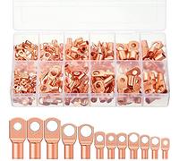MMOBIEL 170 piezas Surtido completo de terminales de cable de batería de cobre resistente AWG4, AWG6, AWG8, AWG10, AWG12, juego de conectores de cobre con anillo de terminales SC