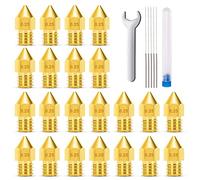 MMOBIEL 20 Piezas E3D Boquillas para Impresora extrusora 0,25 mm Latón E3D V5-V6 3D para 1,75 mm Incl. Filamento M7 Llaves y 5 Agujas de Limpieza