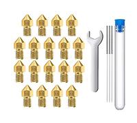 MMOBIEL 20 Piezas E3D Boquillas para Impresora extrusora 0,5 mm Latón E3D V5-V6 3D para 1,75 mm Incl. Filamento M7 Llaves y 5 Agujas de Limpieza