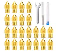 MMOBIEL 20 Piezas E3D Boquillas para Impresora extrusora 0,6 mm Latón E3D V5-V6 3D para 1,75 mm Incl. Filamento M7 Llaves y 5 Agujas de Limpieza
