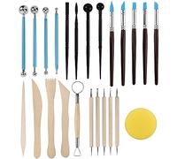 MMOBIEL - 24 Piezas Herramientas de Goma de Silicona polimérica para Esculpir Arcilla - Raspador de Arcilla de Madera - Pincel de Goma de Silicona y esculpido Artesanal de uñas