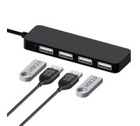 MMOBIEL 4-Port USB 2.0 Ultra Adelgazante Adaptador de Hub de Datos Negro