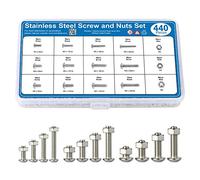 MMOBIEL 440 Piezas ISO 7380-2 Tornillo y Tuercas de Acero Inoxidable Tornillo de Cabeza Hueca Hexagonal 15 tamaños M3 M4 M5 Cabeza Hueca Hexagonal Incl. Llaves
