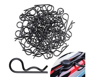 MMOBIEL 50 piezas de clips de cuerpo universales RC pasadores planos en R doblados para piezas 1/10 - 1/12 para coche RC / buggy todoterreno / carcasa de camión negras