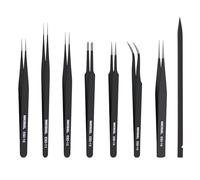 MMOBIEL 7x Pinzas para Precisión Industrial Anti-estática y contra Descarga Eléctrica (ESD) de Acero Inoxidable