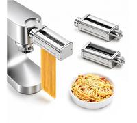 MMOBIEL Accesorio para Pasta para Batidora de Pie para Kenwood 3 pzs - Rodillo de Pasta, Cortador de Espaguetis & Cortador de Fettuccine - Accesorios Inoxidable con Adaptador Incluido