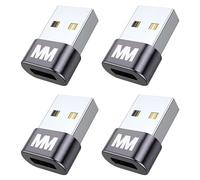 MMOBIEL Adaptador USB a USB-C - USB A Macho a Hembra Tipo C - 4 Pack - Tipo C a USB-A Cable de Carga Convertidor Compatible con iPhone 17 16 15 14 Pro MAX, iPad Air,AirPods, Samsung Galaxy S25 S24 S23