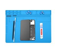 MMOBIEL Alfombrilla de Silicona para Soldar y Reparar - 35x25cm Resistente al Calor Hasta 500°C - Alfombrilla para Banco de Trabajo por Soldar y Electrónica con Aislamiento Térmico - Azul