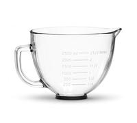 MMOBIEL Bol de Cristal 4.3, 4.7/4.8L para KitchenAid Batidora Amasadora con Cabezal Inclinable Serie Artisan y Classic Cuenco de 4.8L con Asa, Pico Vertedor y Marcas de Medición - Lavar a Mano