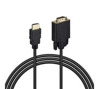 MMOBIEL Cable Negro HDMI a VGA de 1,8 Metro - Macho HDMI a Macho VGA D-Sub de 15 Pines con Conector Dorado