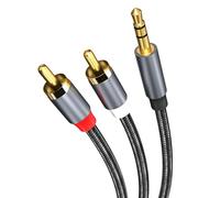 MMOBIEL Cable RCA a Jack 3.5mm Cable de Audio 3.5mm a 2 RCA - RCA Y Splitter - Adaptador de Auriculares Jack 1/8 a RCA de Audio para Smartphones, MP3, Tablets, Altavoces, etc - 1,2m