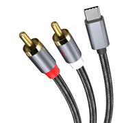 MMOBIEL Cable RCA a USB-C de Audio USB-C a 2 RCA - RCA Y Splitter - Adaptador de Auriculares Tipo-C a RCA Cable de Audio para Teléfonos Inteligentes, Tabletas, Altavoces, etc. - 1,2m