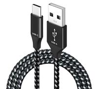 MMOBIEL Cable USB-C (1m) Trenzado Nylon USB-A a Type-C Cable 18W 480Mbps - Compatible con iPhone 16 15, iPad, MacBook, Samsung Galaxy S25 S24 S23 S22 S21, Tabletas, Portátiles, etc. - Blanco/Negro