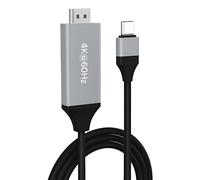 MMOBIEL Cable USB-C a HDMI 2m - 4K@60Hz - Cable USB 3.1 Type-C a HDMI - Adaptador Thunderbolt 3 para MacBook Pro/Air, iPhone 16/15, iPad Pro, iMac, Samsung Galaxy, Chromebook y más