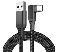 MMOBIEL Cable VR de Enlace USB a USB-C para Meta Quest 3 / Quest 2 / Pro/Pico 4 y PC/Steam VR Cable Trenzado Nylon Type-C de 90 Grados para Auriculares VR Gaming - 3m Negro