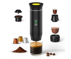 MMOBIEL Cafetera Portátil Máquina de Café Espresso Eléctrica con Base Antideslizante, Auto-Calentable & USB-C - Compatible con Café Molido & Cápsulas para Viaje, Camping, Hogar, Coche, Oficina