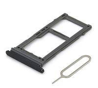 MMOBIEL - Cajón para Tarjetas Dual SIM de Repuesto Compatible con Samsung Galaxy S8/S8 Plus 2017 (Incluye inclu). Junta de Goma y alfiler SIM - Soporte para Tarjeta SIM - Negro