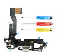MMOBIEL - Conector de carga compatible con iPhone 12/12 Pro 2020 - Dock Connector - Cable de recambio - con conector de audio/micrófono/antena de repuesto - Incluido. Destornillador - Blanco