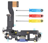 MMOBIEL Conector de Carga Compatible con iPhone 12/12 Pro 2020 - Puerto de Carga - Dock Connector Cable Flex - Audio Jack/Micrófono/Antena Repuesto - Incl Destornilladores - Azul